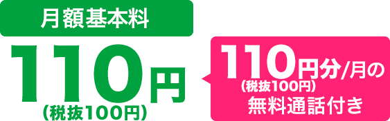 月額100円 110円分の通話料込み